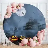 Pink balloon garland with black and white pumpkins